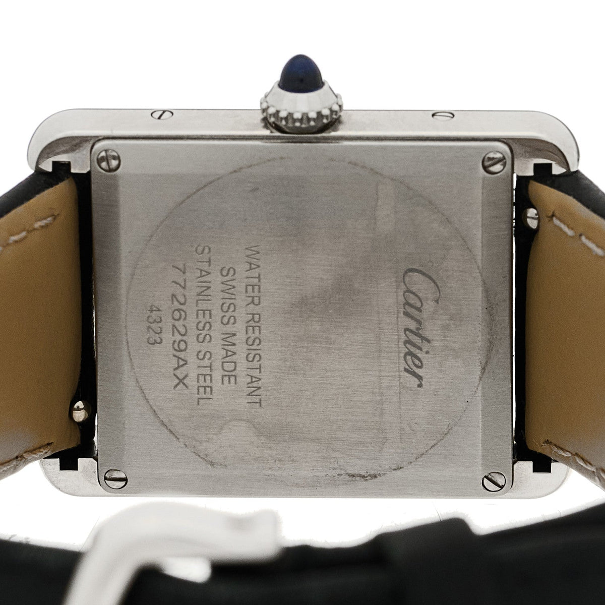 Cartier Stainless Steel Calfskin 25mm Must de Cartier Tank Quartz Watch