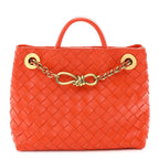 Bottega Veneta Nappa Intrecciato Small Andiamo Chain Bag Orange