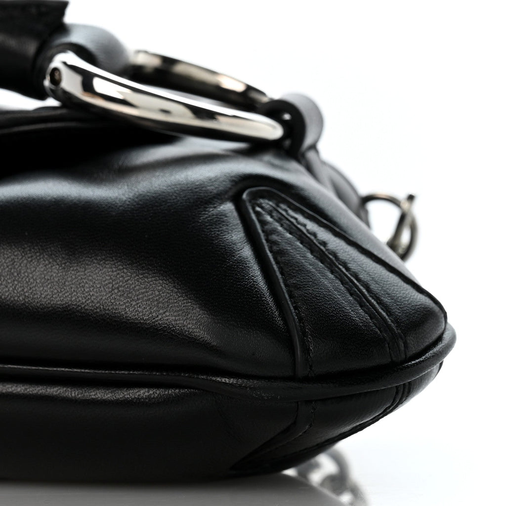 Gucci Nappa Matelasse Small Maxi Horsebit Shoulder Bag Black
