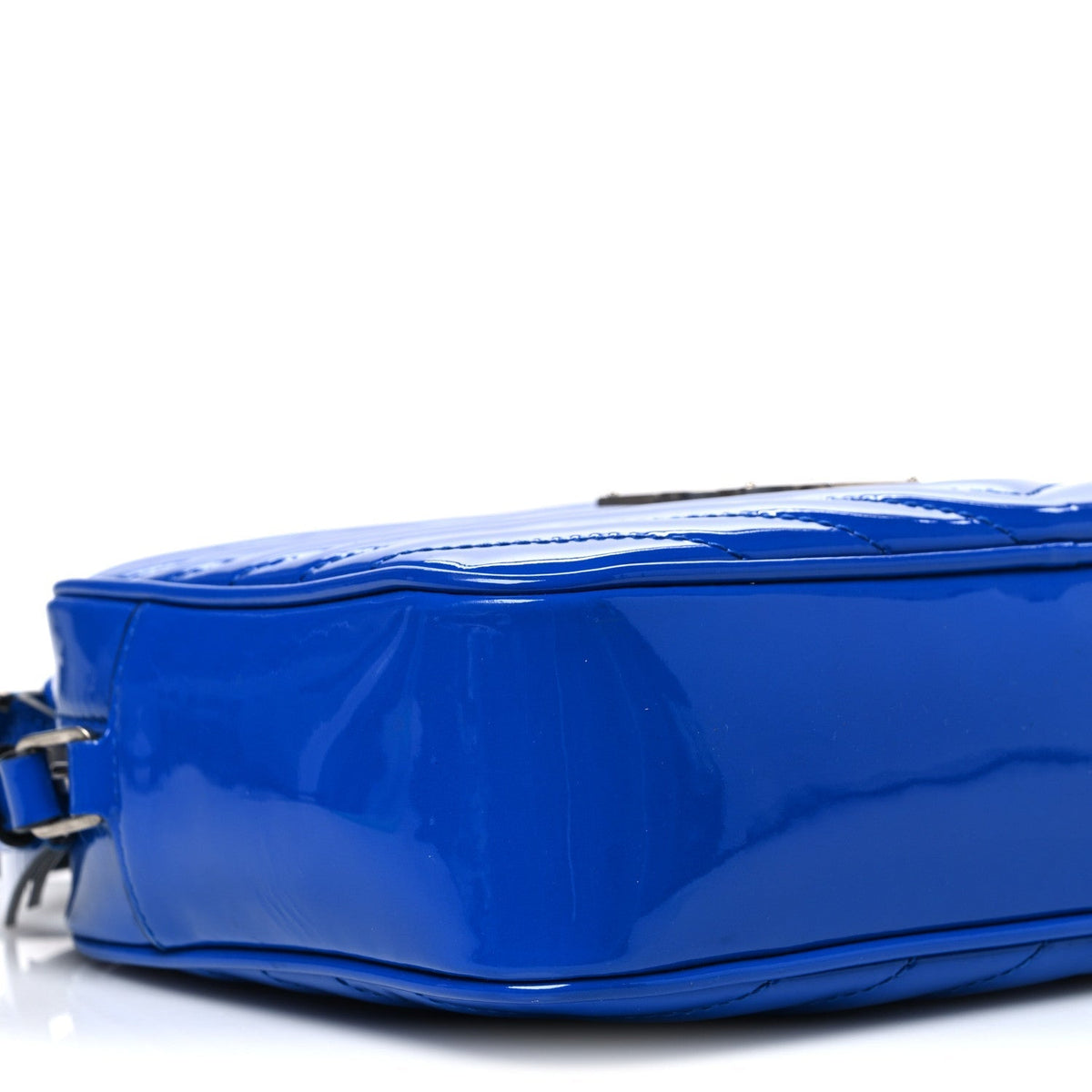Saint Laurent Patent Calfskin Matelasse Monogram Lou Camera Bag Royal Blue