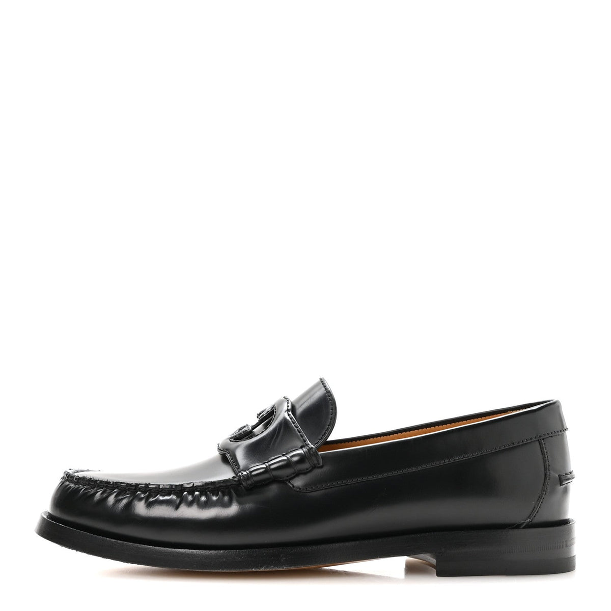 Gucci Calfskin Men's Interlocking G Millennial Ribot Loafers 8 Black