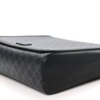 Gucci GG Supreme Web Flap Messenger Bag Black Grey