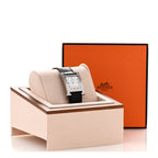 Hermès Stainless Steel Alligator Diamond Mother of Pearl 26mm Heure H Watch Noir
