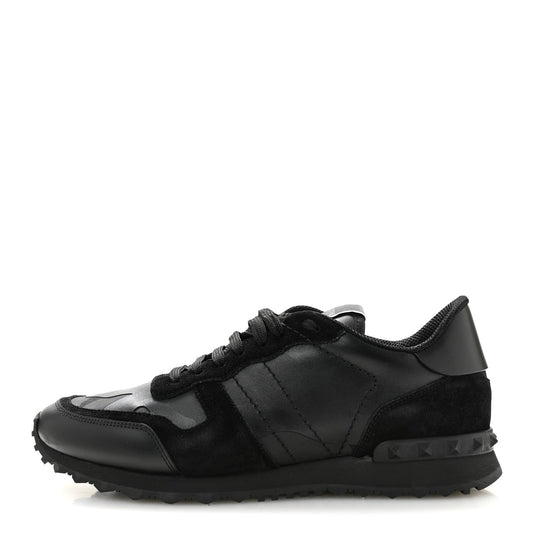 Valentino Garavani Suede Men's Camouflage Rockrunner Sneakers 41 Black