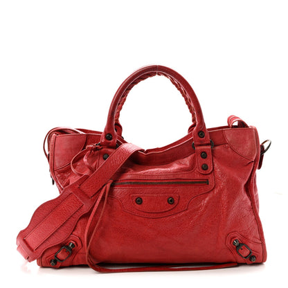 Agneau Classic Hardware City Rouge Coque Handbag