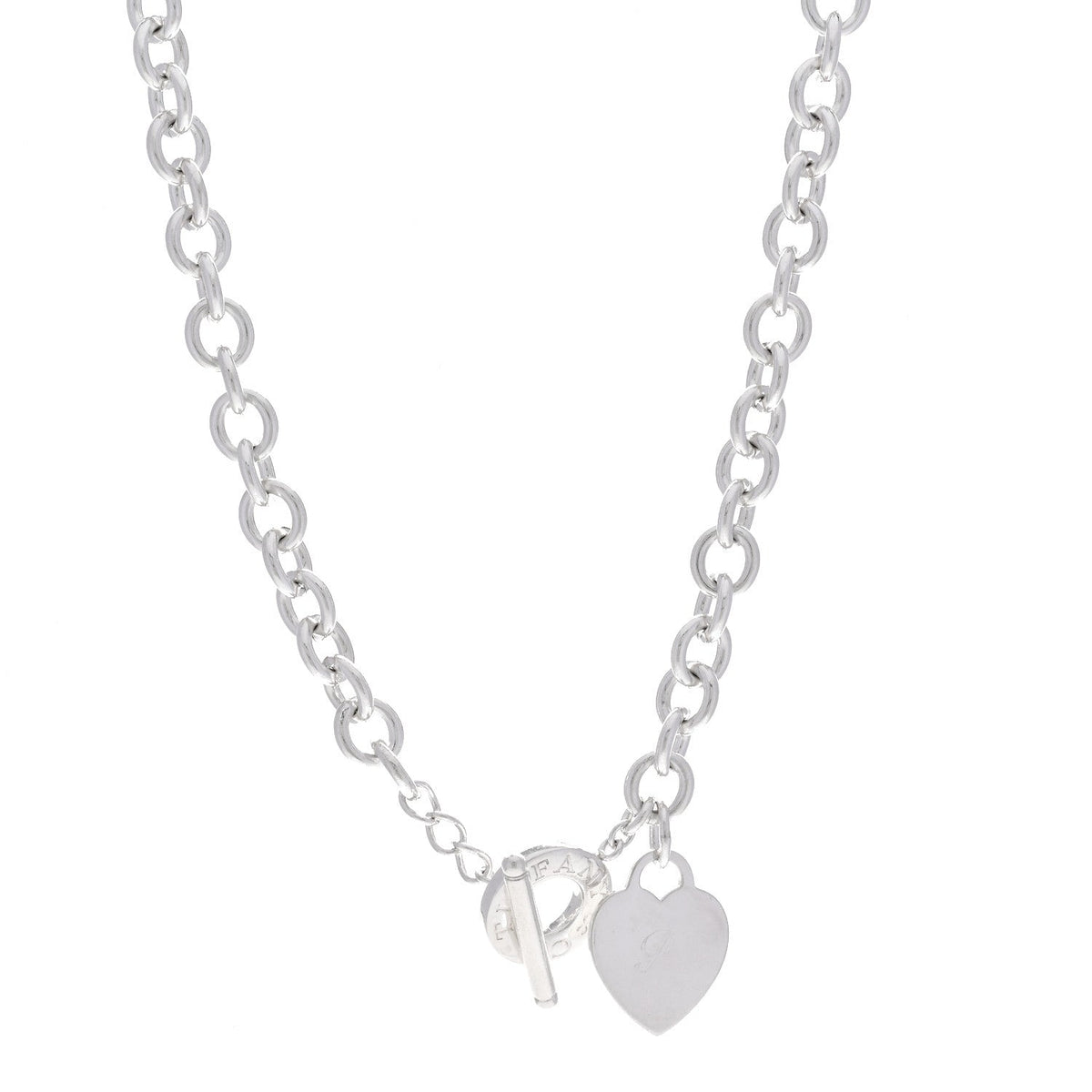Sterling Silver Heart Tag Toggle Necklace