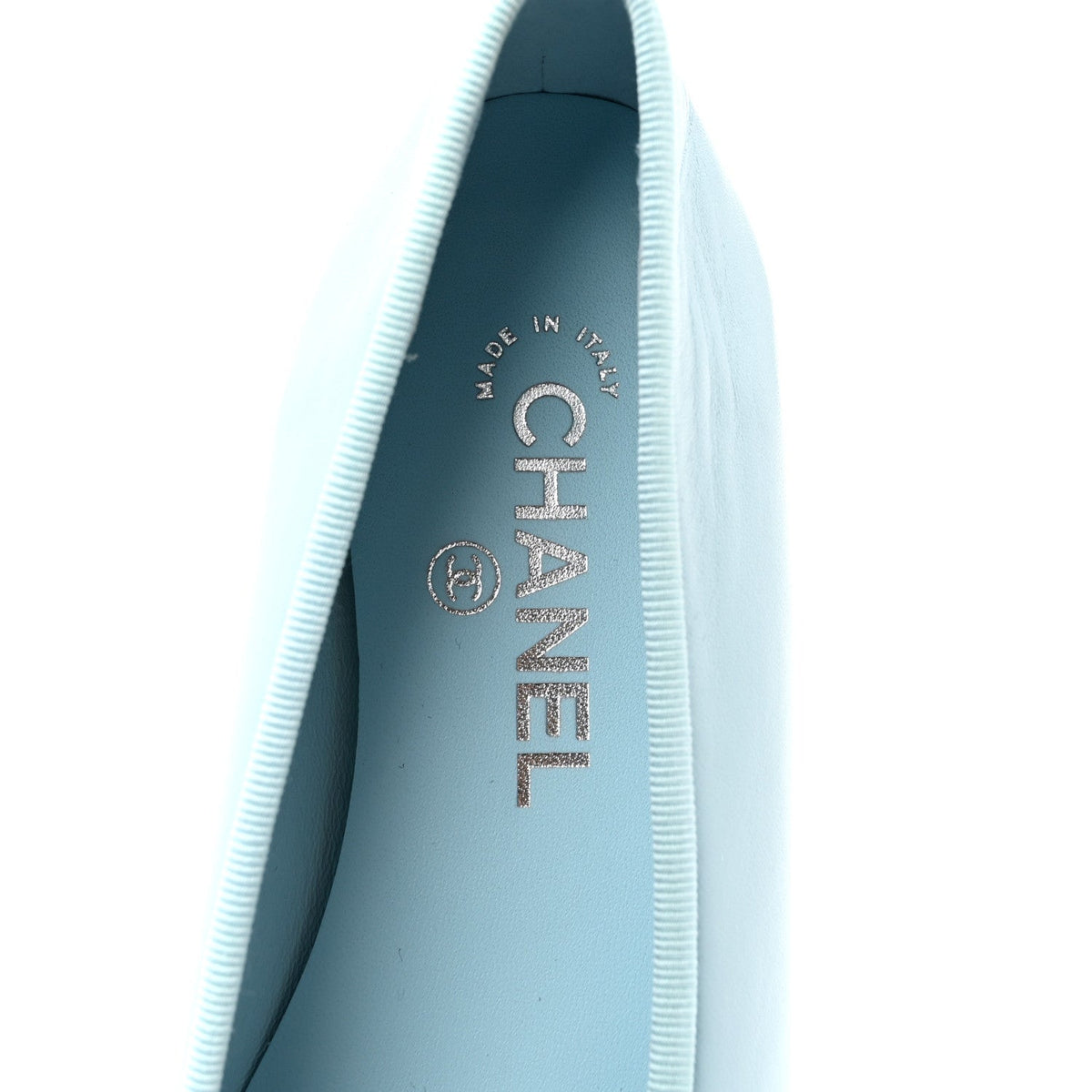 Chanel Lambskin Cap Toe CC Women's Ballerina Flats Light Blue Black