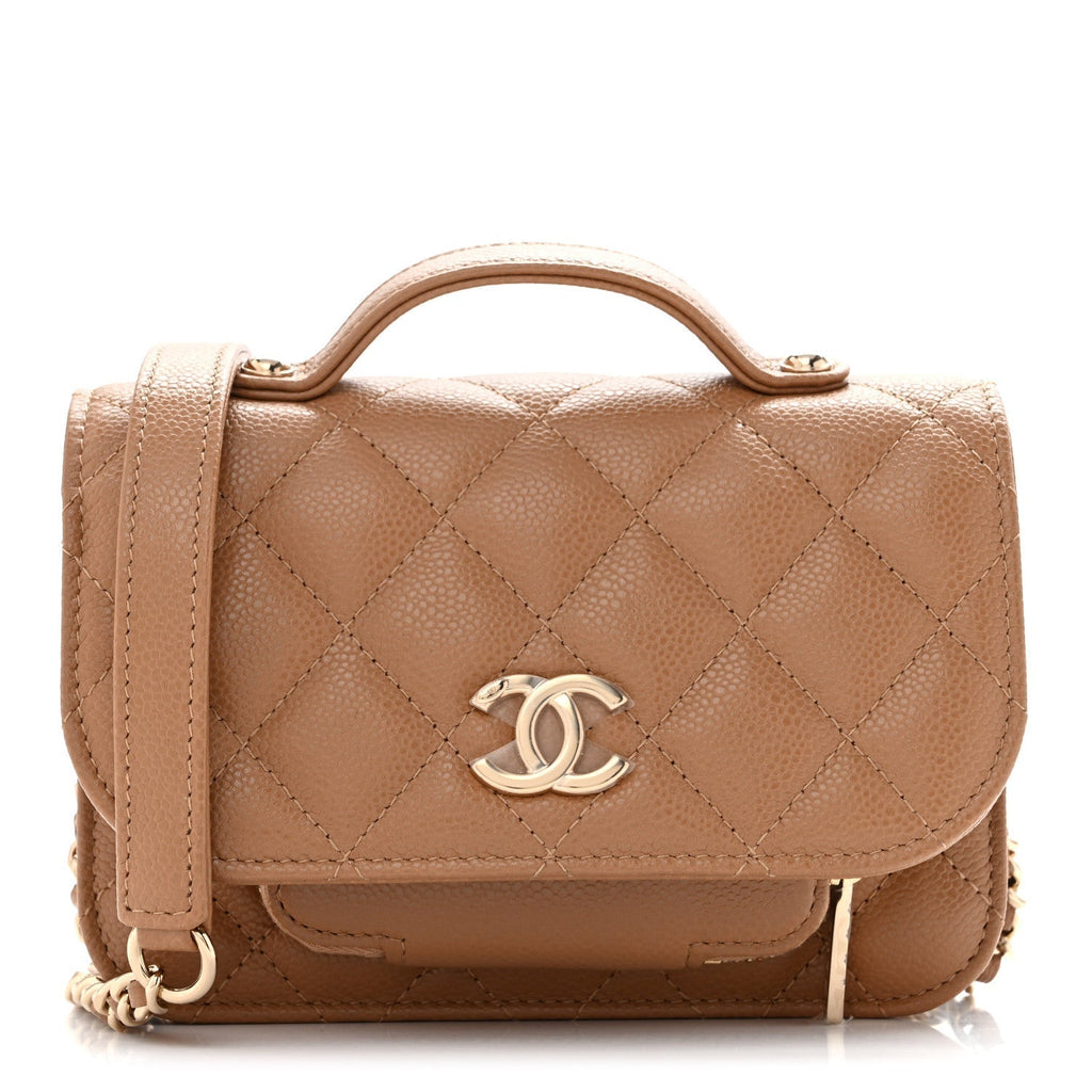 Chanel Caviar Quilted Business Affinity Clutch Dark Beige