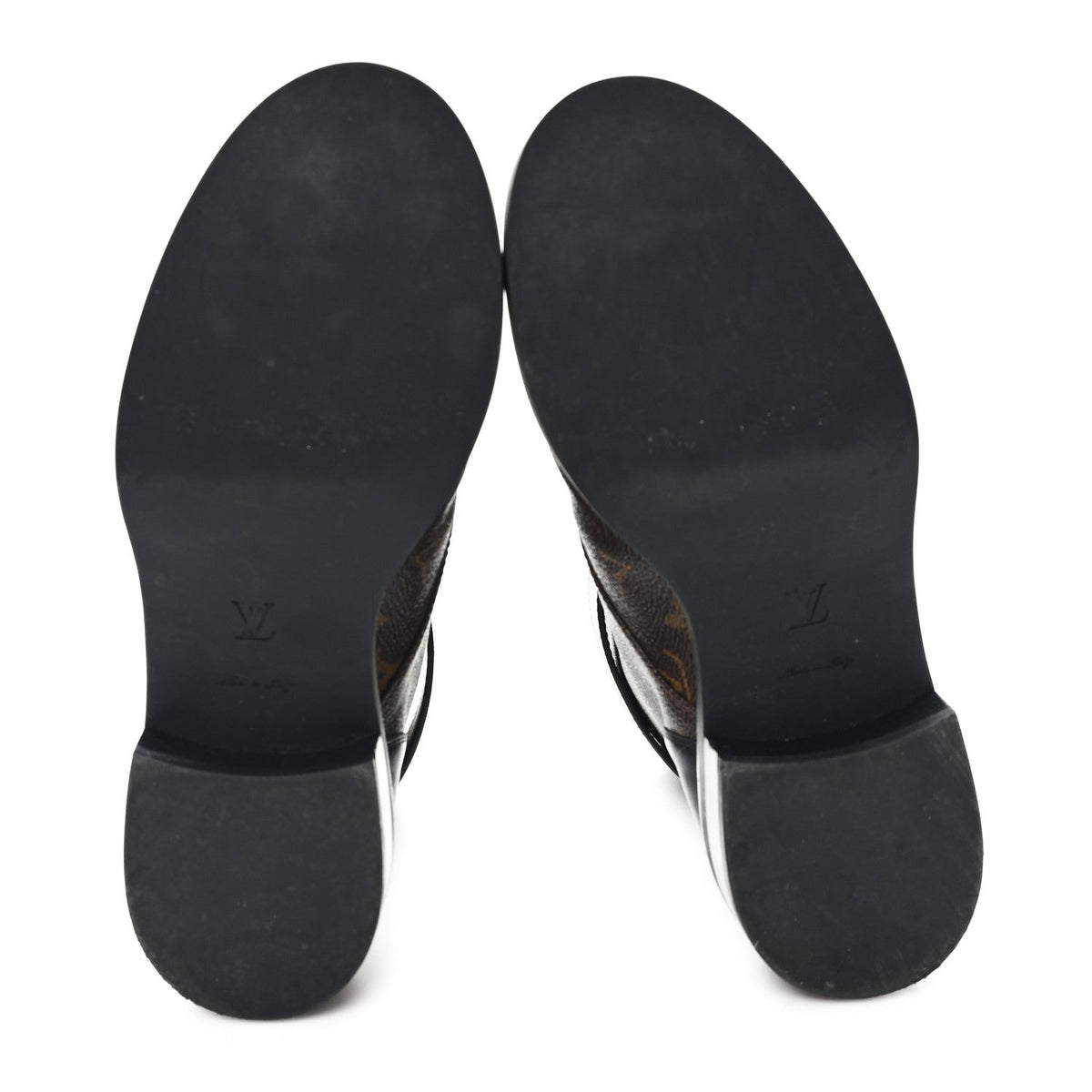 Louis Vuitton Calfskin Women's Monogram Wonderland Flat Ranger Boots 38 Black