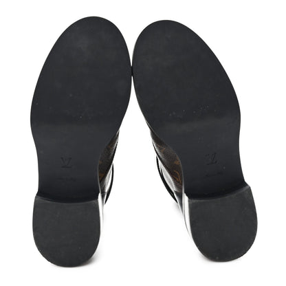 Louis Vuitton Calfskin Women's Monogram Wonderland Flat Ranger Boots 38 Black