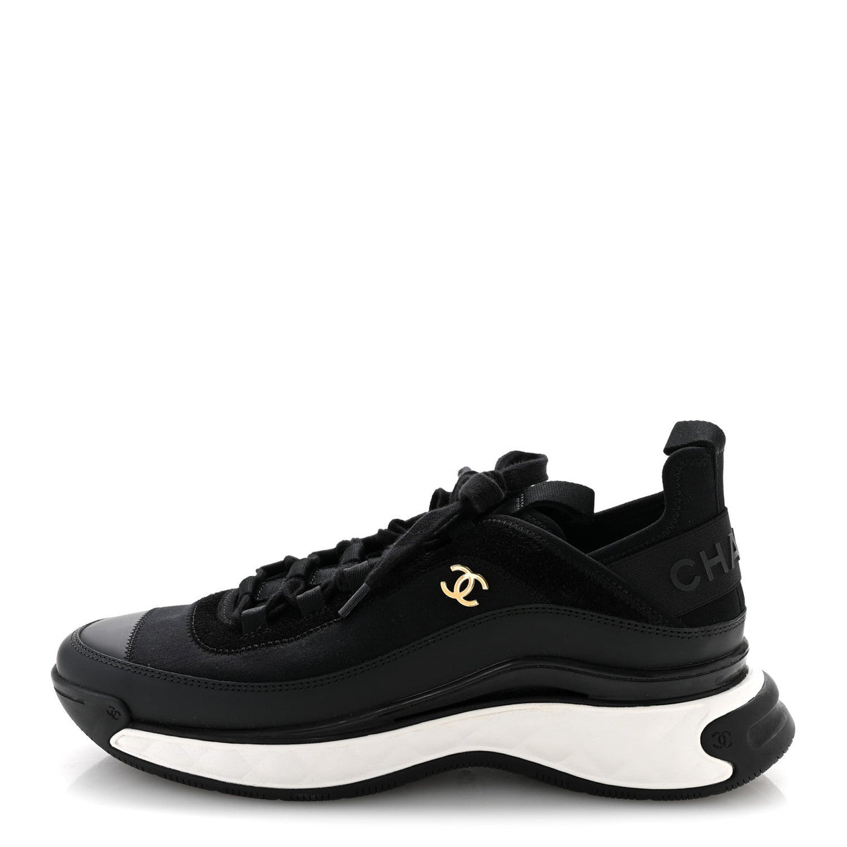 Velvet Calfskin Mixed Fibers CC Sneakers Black