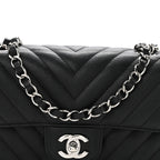 Chanel Caviar Chevron Quilted Mini Rectangular Flap Black