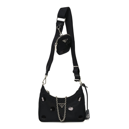 Nylon Shoulder Bag - Black