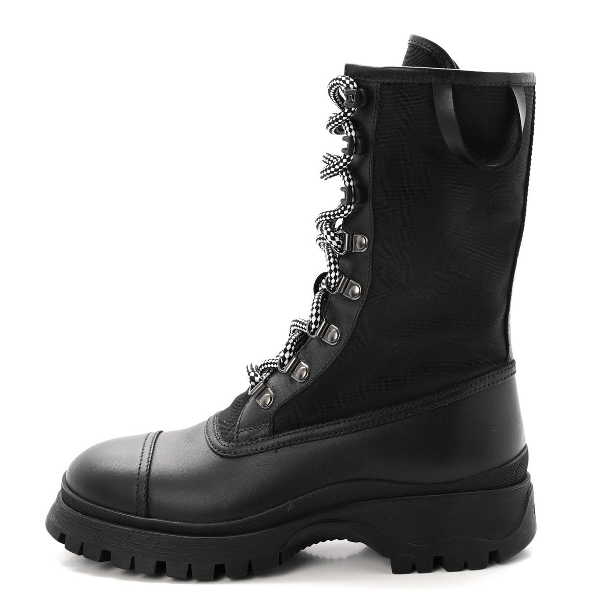 Prada Vitello Montana Neoprene Women's Combat Boots 36 Black