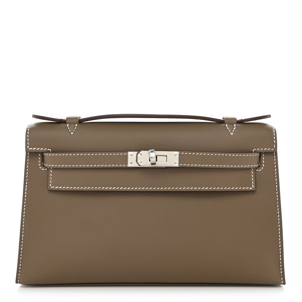 Hermès Swift Kelly Pochette Clutch Etoupe