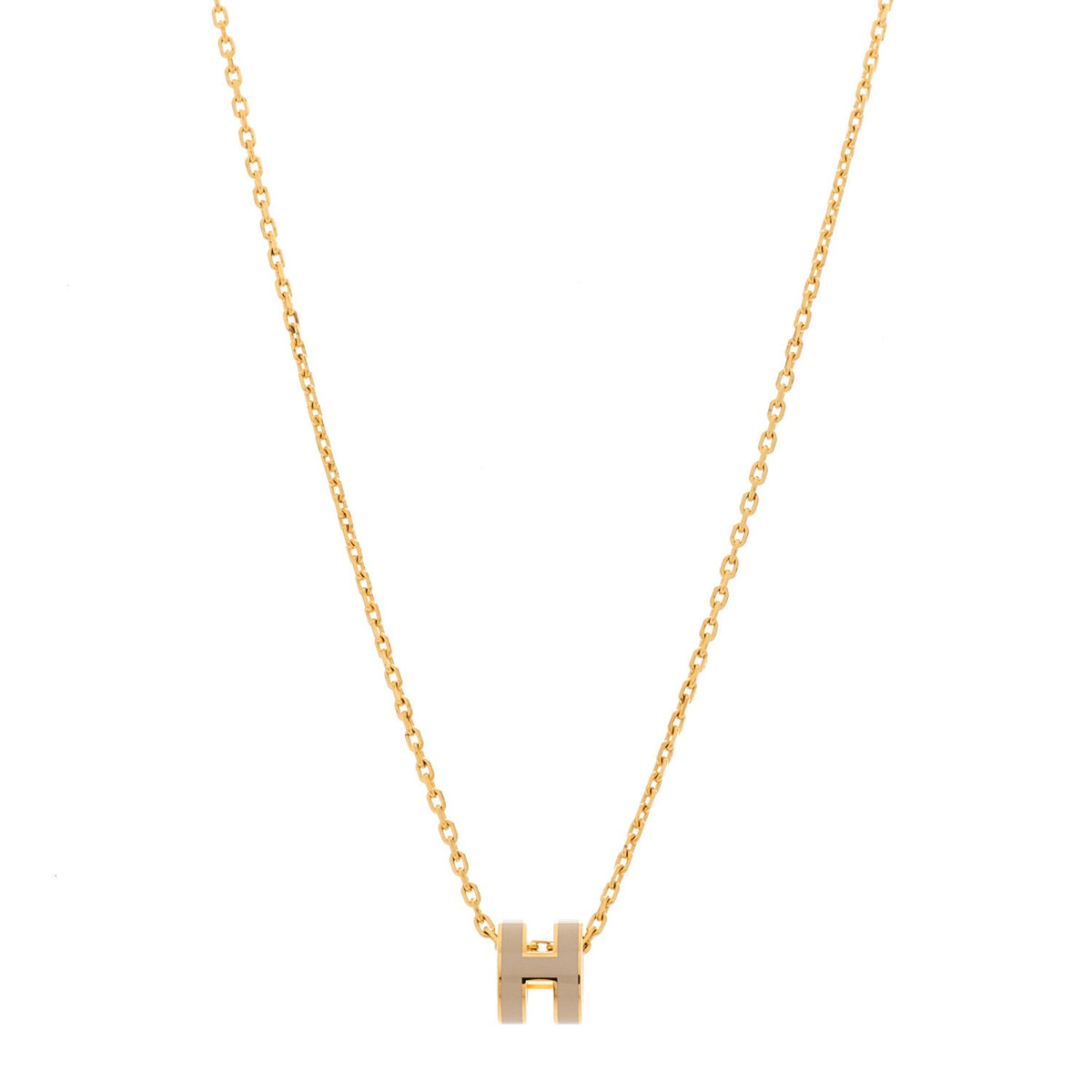 Lacquered Gold Mini Pop H Pendant Necklace Marron Glace