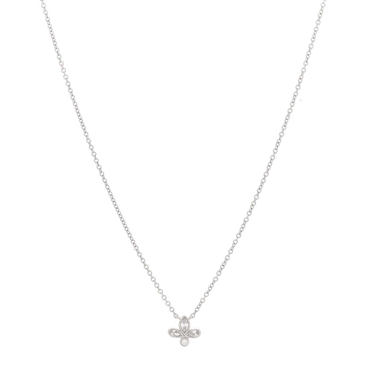 Platinum Diamond Fleur de Lis Pendant Necklace