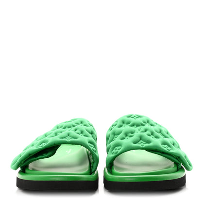 Louis Vuitton Technical Fabric Women's Pool Pillow Comfort Mules 41 Green