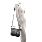 Chanel Tweed Calfskin Quilted Medium Gabrielle Hobo Navy
