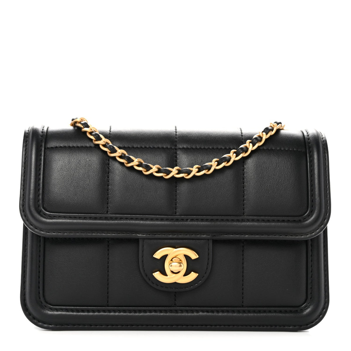 Mini Lambskin Calfskin Flap Shoulder Bag - Chocolate