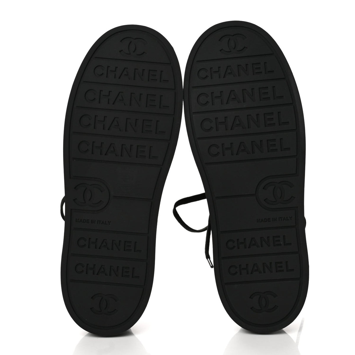 Chanel Lambskin Printed Logo Women's Sneakers 38 Black