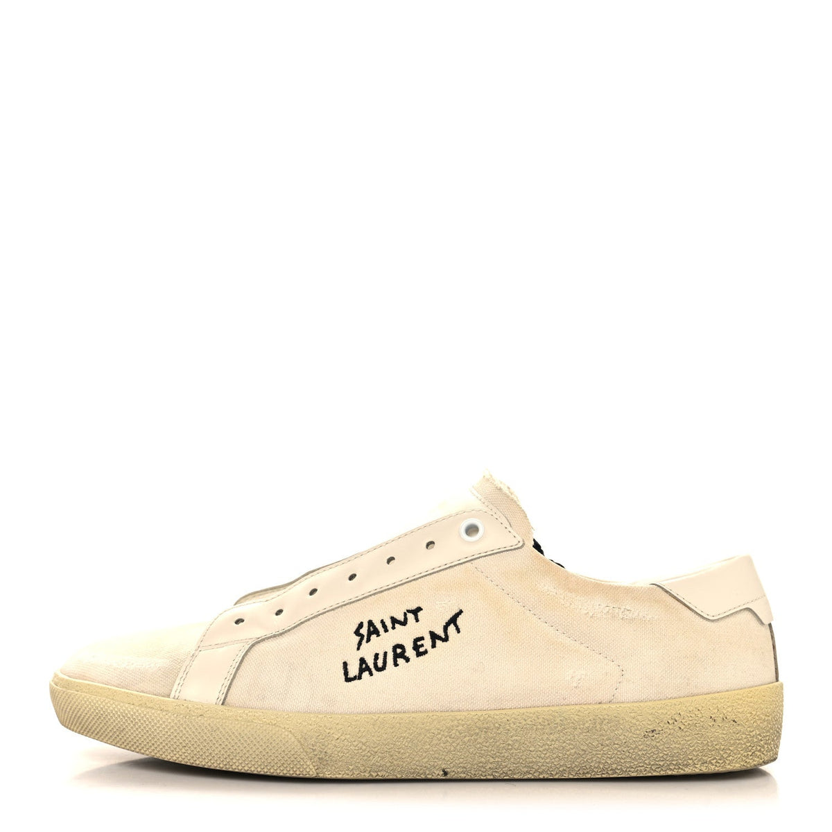 Distressed Canvas Court Classic Sneakers Panna