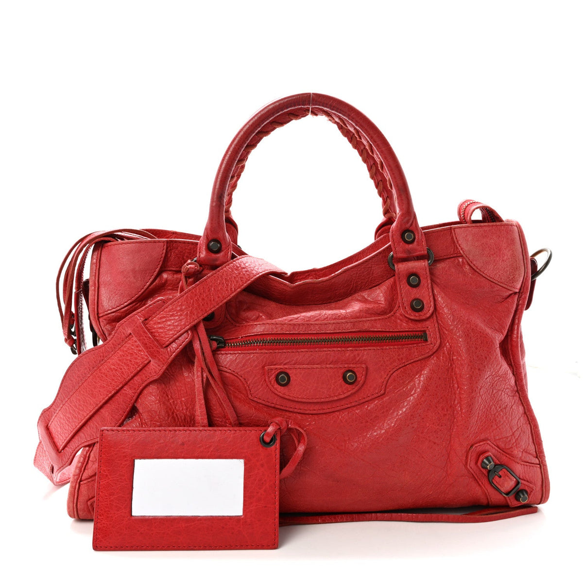 Agneau Classic Hardware City Rouge Coque Handbag