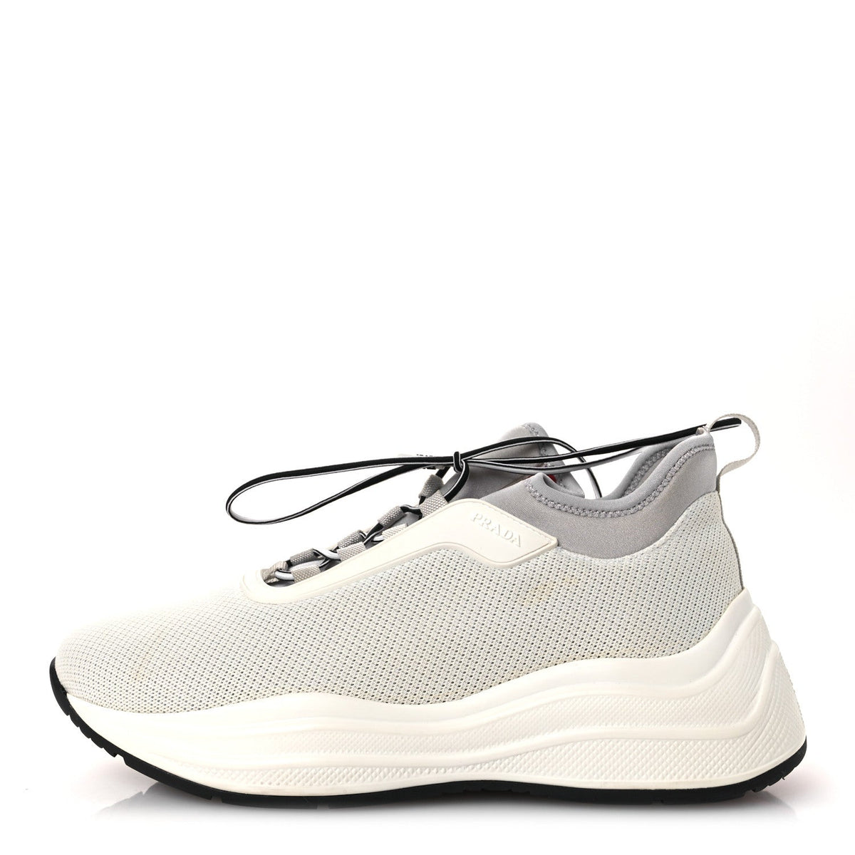 Prada Mesh Neoprene Women's America's Cup 45mm Sneakers 37.5 White Alluminio