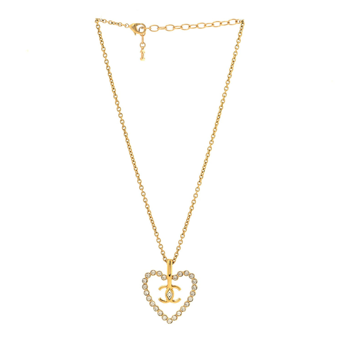 Crystal CC Heart Necklace Gold