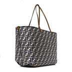 Fendi Pequin Vitello Reversible Large Shopping Tote Midnight Blue