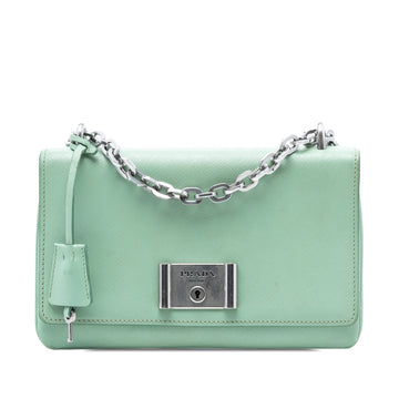 Lux Chain Lock Flap Bag Saffiano Leather Medium