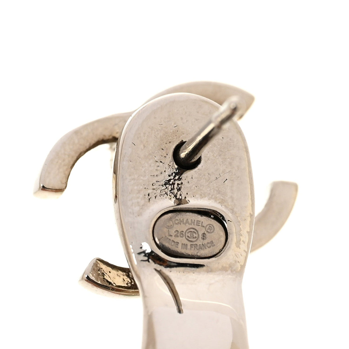 Metal CC Turnlock Drop Earrings Silver
