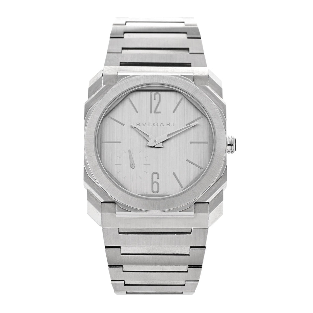 Bulgari Stainless Steel 40mm Octo Finissimo Automatic Watch Silver