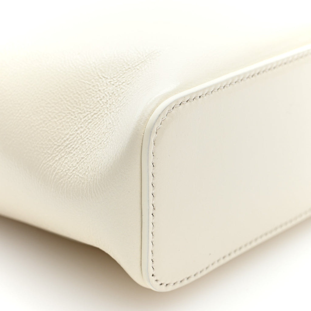 Celine Glossy Lambskin Vanity Frame Rectangle Bag Creamy White