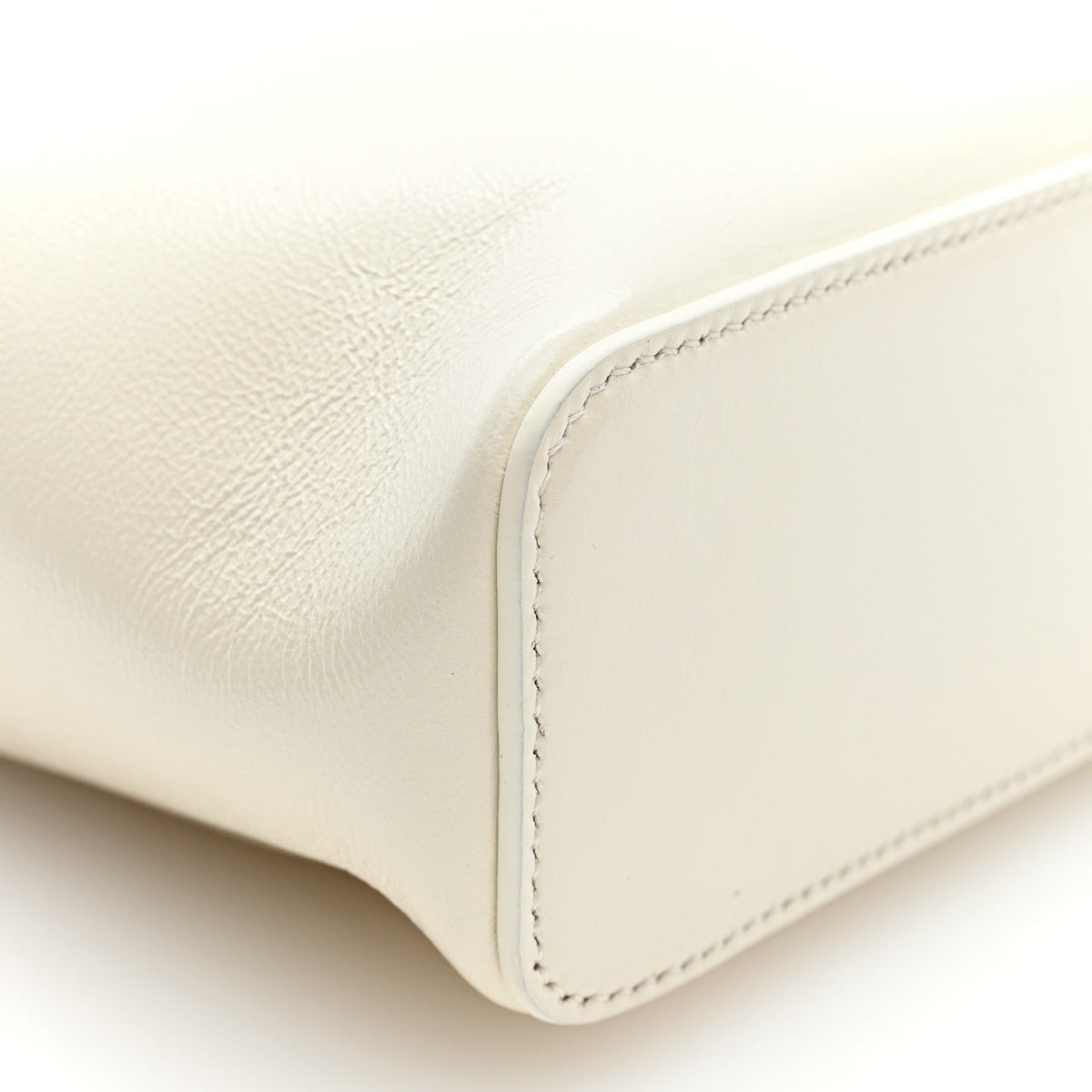 Celine Glossy Lambskin Vanity Frame Rectangle Bag Creamy White