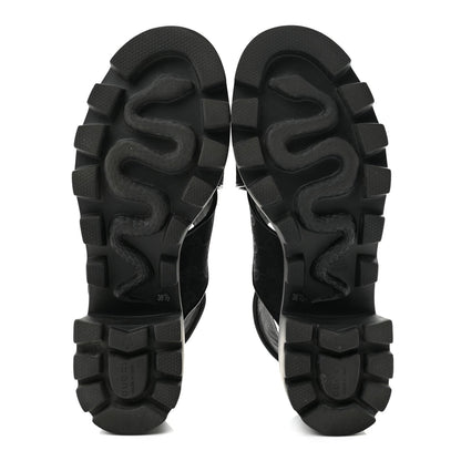 Gucci GG Canvas Women's Monogram Trip Lug Sole Sandals 38.5 Black