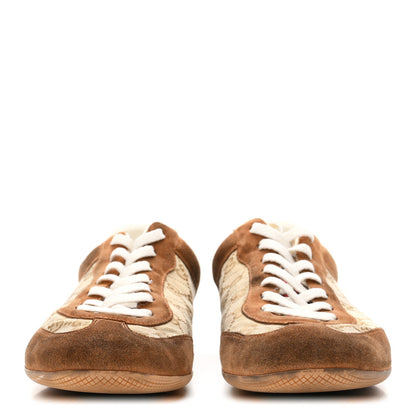 Gucci Monogram Canvas Suede Men's Shift Sneakers 10.5 Beige Brown