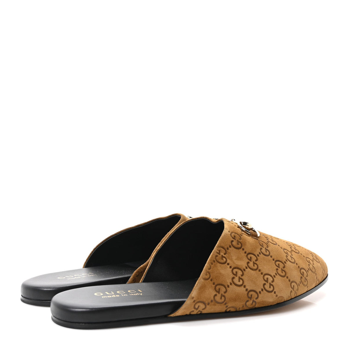 Gucci Suede Cachemire Men's Monogram Princetown Slippers 10 Pepper Brown