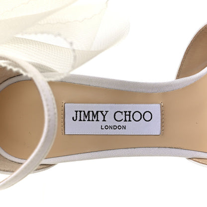 Jimmy Choo Satin Women's Averly Bow 100 Pumps 39.5 Latte