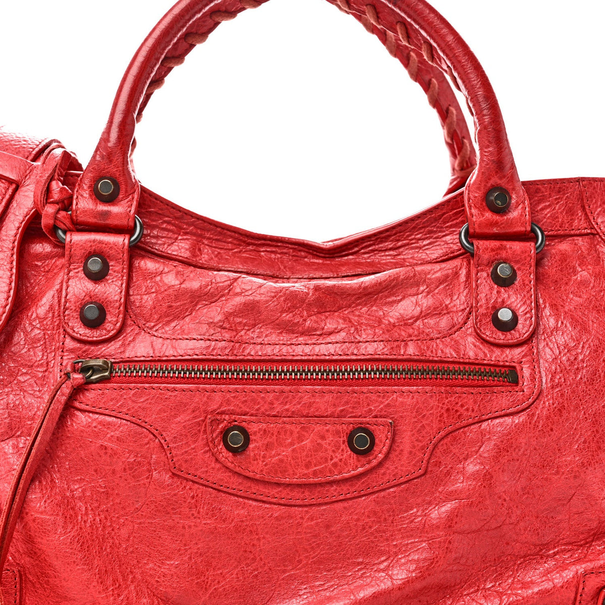 Agneau Classic Hardware City Rouge Coque Handbag