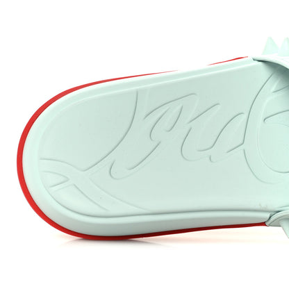 Christian Louboutin Rubber Men's Take It Easy Flat Slide Sandals 46 Iceberg