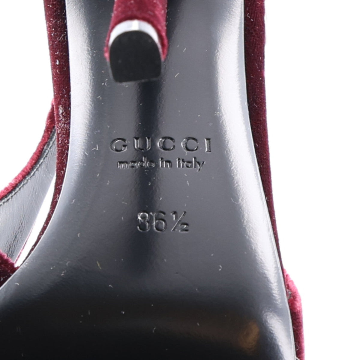 Gucci Velvet Crystal Nappa Women's Charlotte Slingback Pumps 36.5 New Vineyard