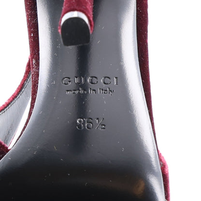 Gucci Velvet Crystal Nappa Women's Charlotte Slingback Pumps 36.5 New Vineyard