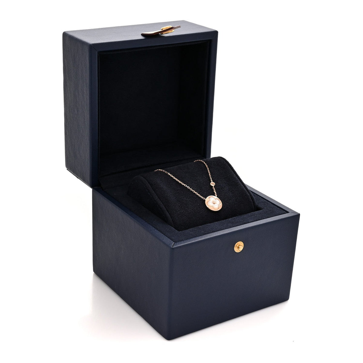 18K Pink Gold Diamond Mother of Pearl Color Blossom BB Sun Pendant Necklace
