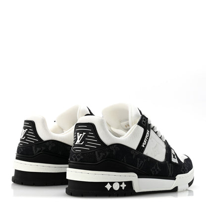 Louis Vuitton Calfskin Denim Women's LV Trainer Sneakers 39 Black
