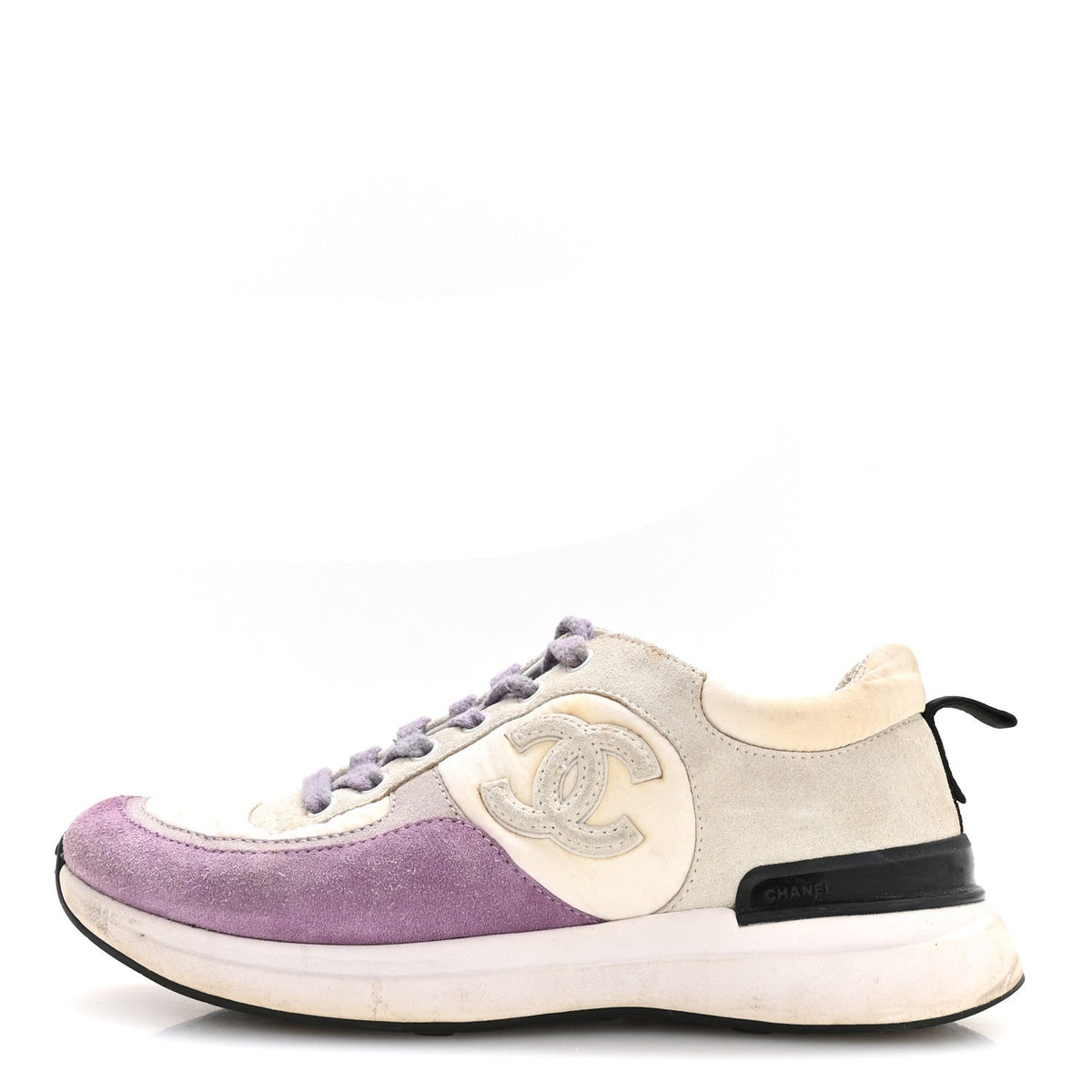 Nylon Calfskin Suede CC Sneakers White Light Grey Purple
