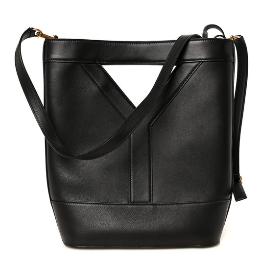 Small Calfskin Bucket Bag - Black