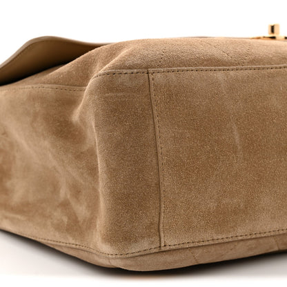 Maxi Calfskin Suede Flap Shoulder Bag