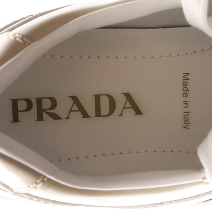 Prada Vitello Rois Triangle Downtown 30mm Women's Sneakers Beige and White
