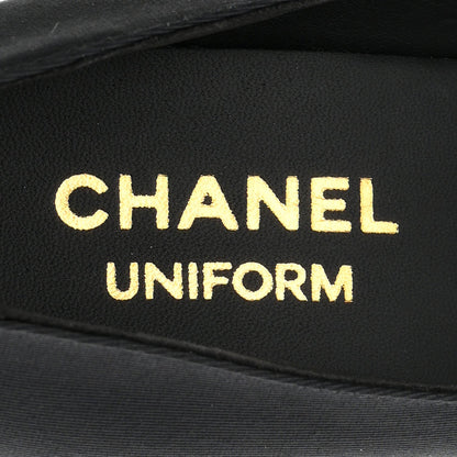 Chanel Grosgrain Women's Cap Toe CC Uniform Pumps 35 Black